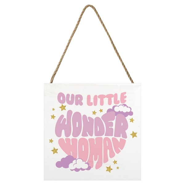 Wonder Woman Liten Träskylt 20cm x 20cm Lila/Rosa/Guld Purple/Pink/Gold 20cm x 20cm