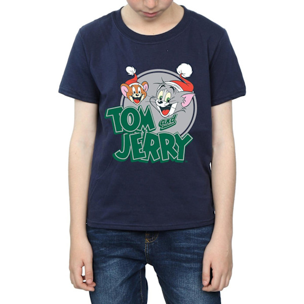 Tom och Jerry Pojkar Julhälsningar T-shirt 7-8 år Marinblå B Navy Blue 7-8 Years