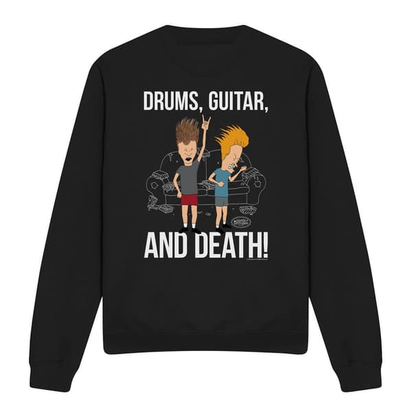 Beavis & Butthead Unisex Vuxen Trummor Gitarr & Död Tröja Black M