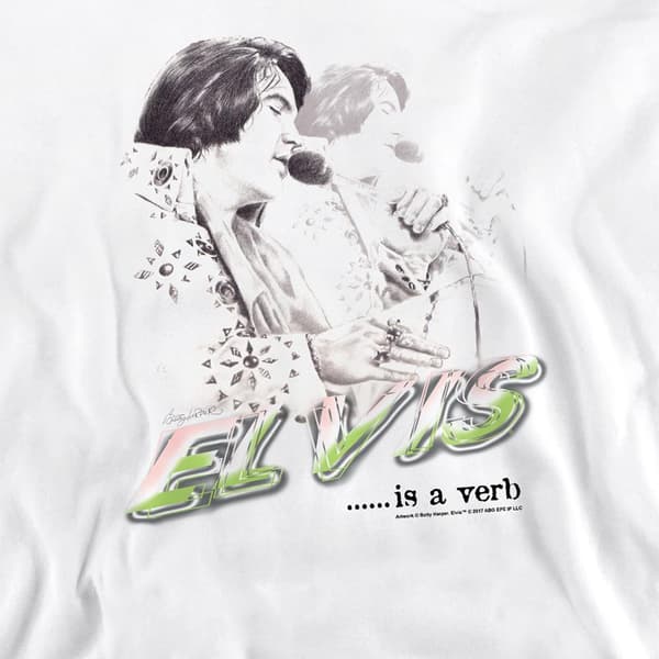 Elvis Unisex Vuxen Är En Verb Tröja M Vit White M