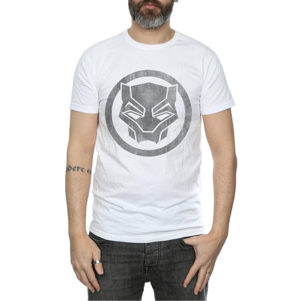 Black Panther Herr Distressed Logo bomull T-shirt S Vit White S