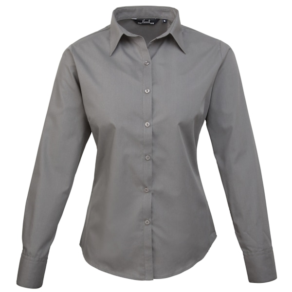 Premier Dam/Kvinnor Poplin Långärmad Blus 10 Mörkgrå Dark Grey 10