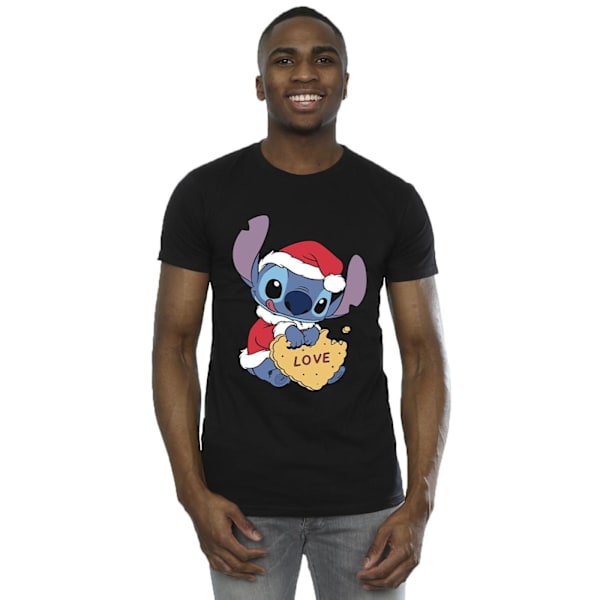 Disney Lilo och Stitch Jul Kärlek Biscuit T-shirt S Svart Black S