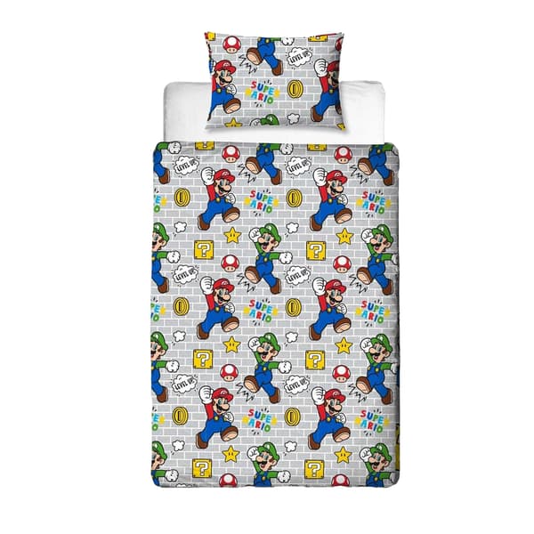 Super Mario Vändbart Påslakanset Enkelt Flerfärgat Multicoloured Single
