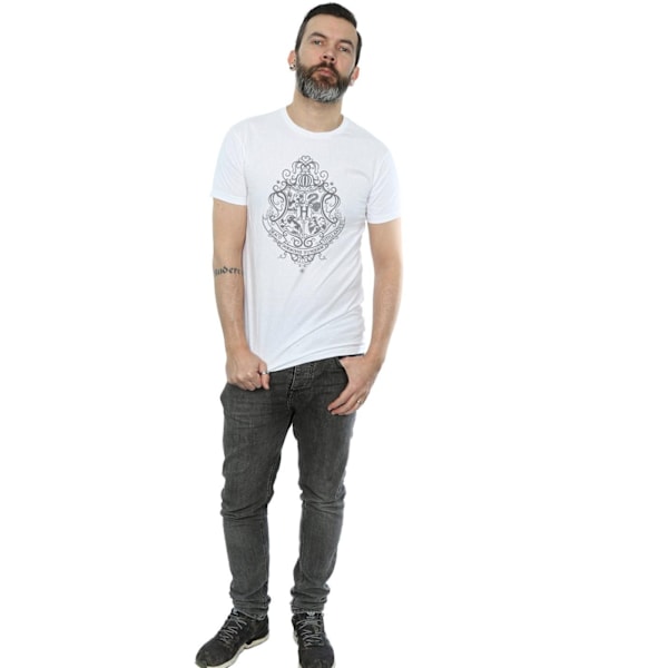 Harry Potter T-shirt för män Hogwarts Draco Dormiens Crest M Vit White M