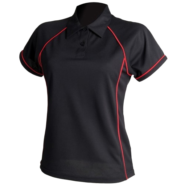Finden & Hales Dam Coolplus Piped Sports Polo Shirt L Svart/ Black/Red L