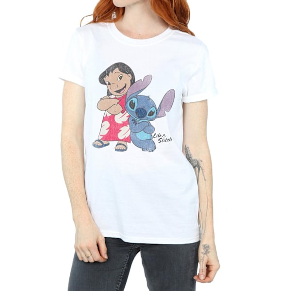 Lilo & Stitch Damkläder/Dam Classic Bomull Boyfriend T-Shirt L White L