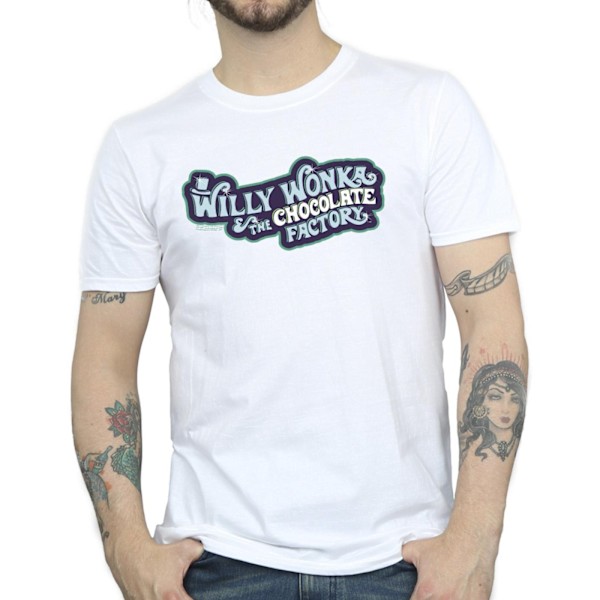 Willy Wonka Herr Chokladfabrik Logotyp T-shirt 4XL Vit White 4XL