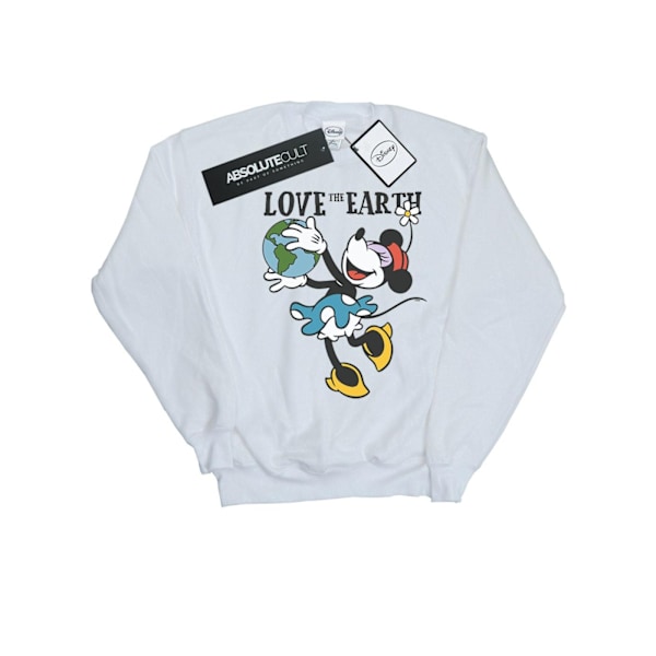 Disney Dam/Damer Mickey Mouse Love The Earth Sweatshirt L W White L