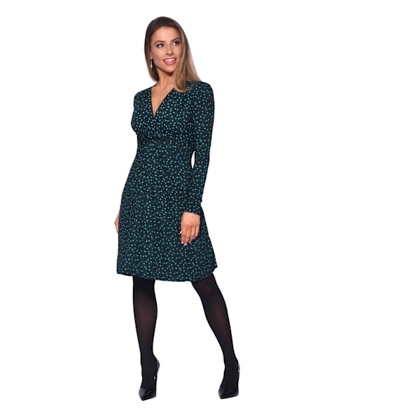 Krisp Dam/Kvinnor Ditsy Print Knyt Framklänning 8 UK Teal Teal 8 UK