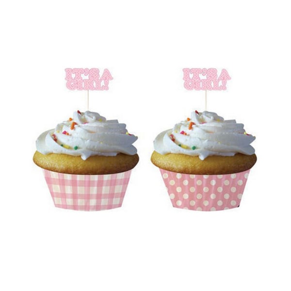 Creative Converting Baking Cups With Picks (Pack of 12) One Siz Its A Girl One Size