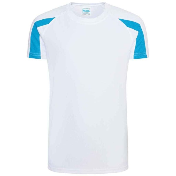 AWDis Cool Childrens/Kids Contrast Moisture Wicking T-Shirt 9-1 Arctic White/Sapphire Blue 9-11 Years