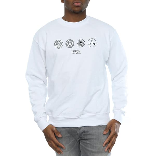 Fantastiska vidunder Mäns cirkulära ikoner Sweatshirt L Vit White L