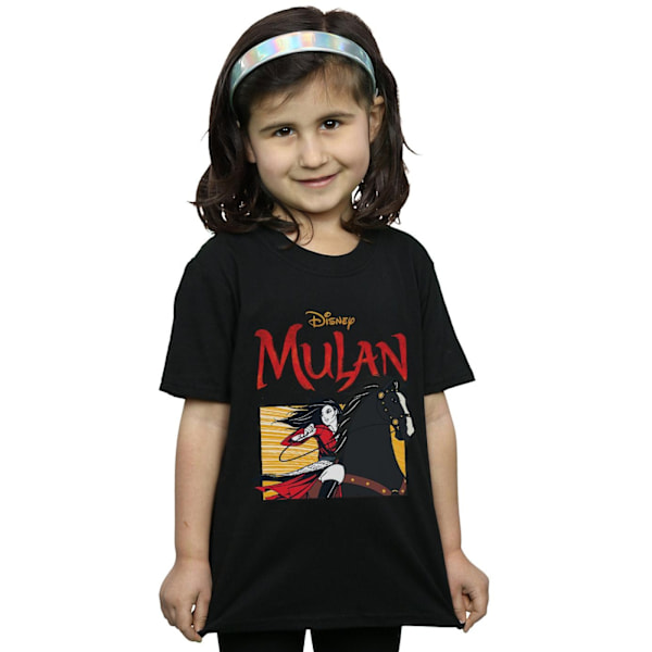 Disney Girls Mulan Movie Horse Frame Bomull T-shirt 12-13 år Black 12-13 Years