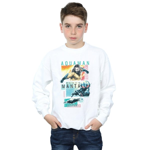 DC Comics Boys Aquaman Character Tiles Sweatshirt 5-6 år Vit White 5-6 Years