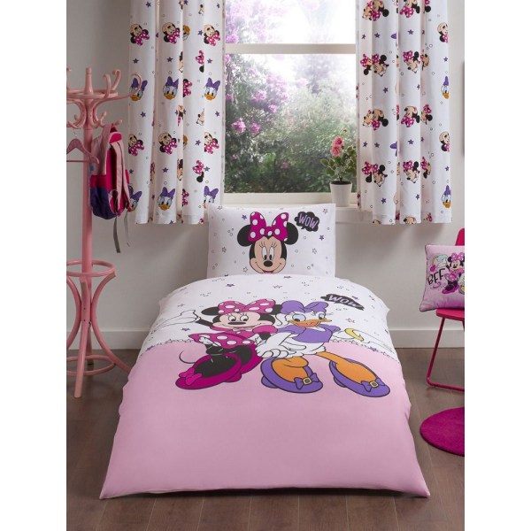 Minnie Mouse bomull cover Set Enkel Rosa/Vit/Violett Pink/White/Violet Single