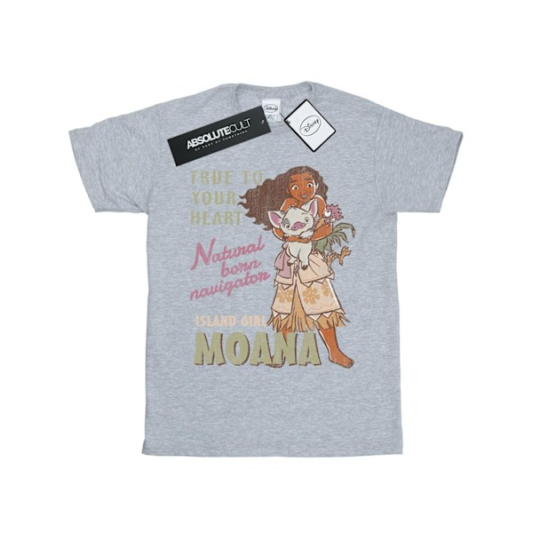 Disney Girls Moana Natural Born Navigator Bomull T-shirt 9-11 år Sports Grey 9-11 Years