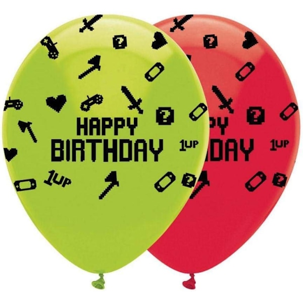 Kreativa latexballonger för digitala spel på födelsedagsfester (6-pack) Green/Red/Black One Size