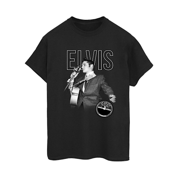 Elvis Dam/Kvinnor Logo Porträtt Bomull Boyfriend T-Shirt 3XL Black 3XL