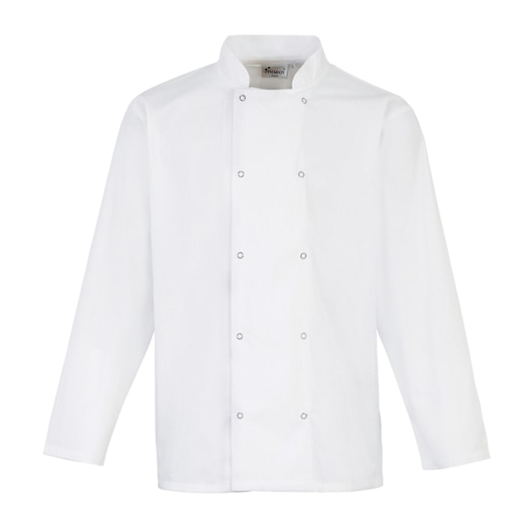 Premier Unisex Vuxen Stud Front Långärmad Kockjacka XXL Vit White XXL