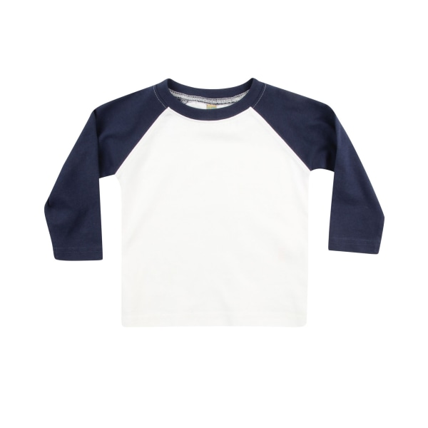 Larkwood Baby långärmad baseball T-shirt 0-6 månader Vit/Na White/Navy 0-6 Months