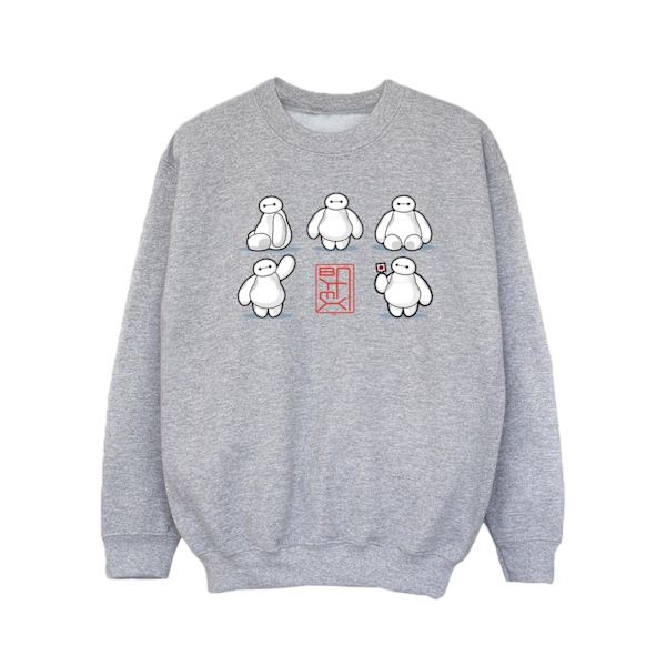 Disney Girls Big Hero 6 Baymax Många Poser Sweatshirt 3-4 År Sports Grey 3-4 Years