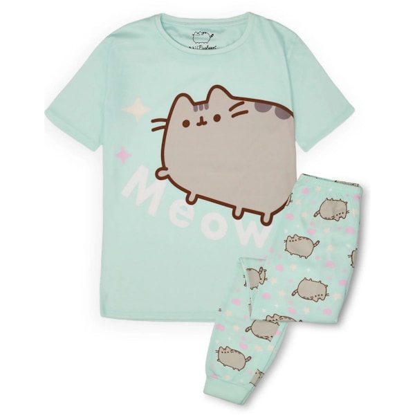 Pusheen Girls Meow Scatter Pyjamas med korta ärmar, 11-12 år Green 11-12 Years