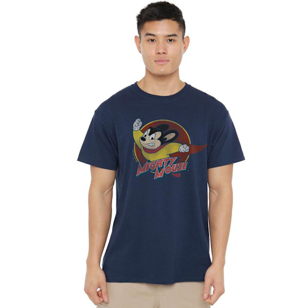 Mighty Mouse Herr Circle T-Shirt 4XL Marinblå Navy 4XL