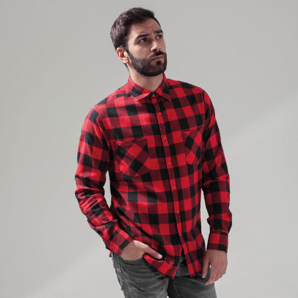 Bygg ditt varumärke Rutig flanellskjorta för män XL Svart/Röd Black/Red XL  dfca | Black/Red | XL | Fyndiq