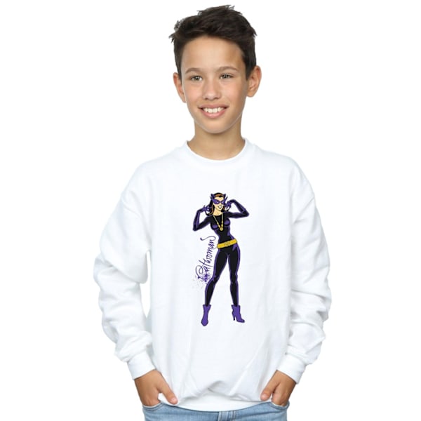 DC Comics Pojkar Catwoman Happy Pose Sweatshirt 7-8 År Vit White 7-8 Years
