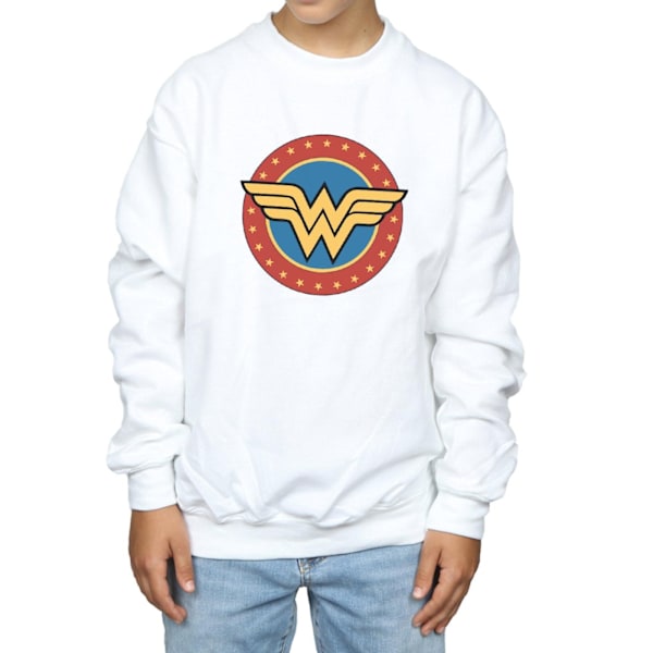 DC Comics Boys Wonder Woman Circle Logo Sweatshirt 7-8 år Vit White 7-8 Years