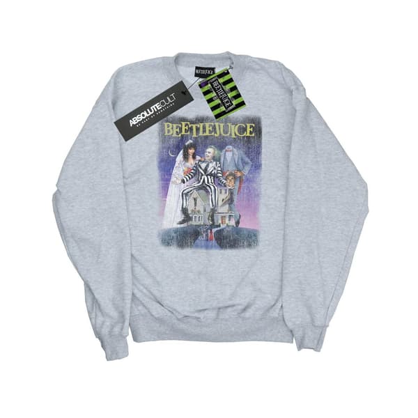 Beetlejuice Dam/Dam Distressed Poster Sweatshirt L Heather Heather Grey L