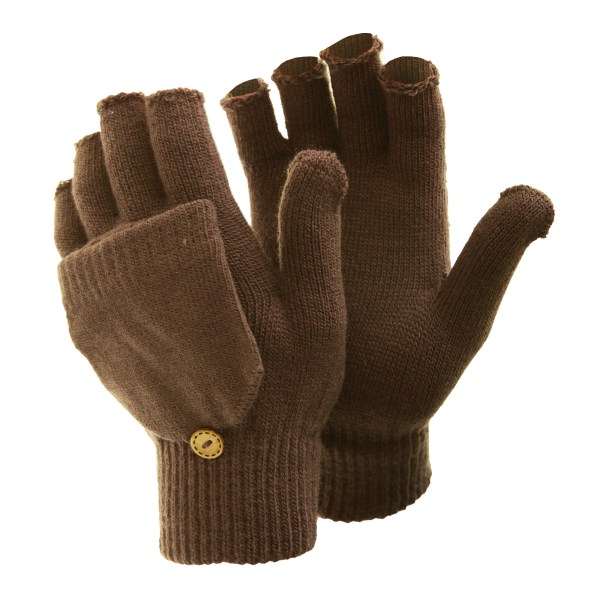FLOSO Dam/Dam Vinterklädda Fingerless Magic Gloves One S Brown One Size