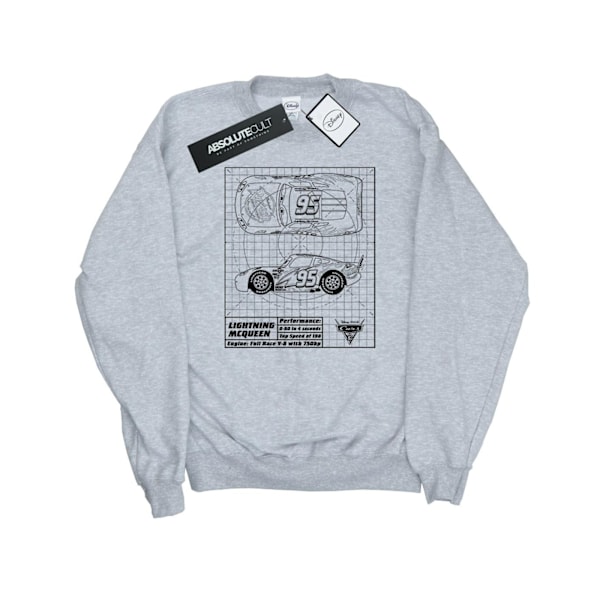 Disney Cars Lightning McQueen Blueprint Sweatshirt 3XL Spo Sports Grey 3XL