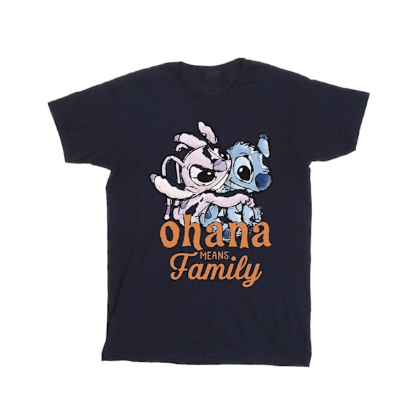 Disney Girls Lilo And Stitch Ohana Angel Hug Bomull T-shirt 5-6 Navy Blue 5-6 Years