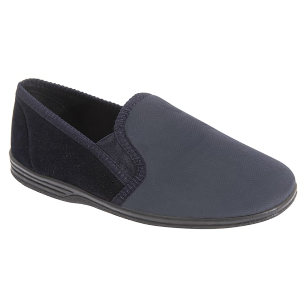 Zedzzz herr Lewis randiga tofflor med dubbla kilar 11 UK marinblå/ Navy Blue/Grey 11 UK