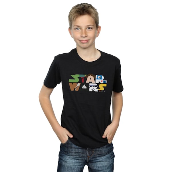 Star Wars Pojkar Karaktär Logo T-Shirt 7-8 År Svart Black 7-8 Years