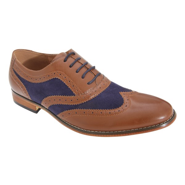 Goor herr 5 Eye Brogue Oxford skor 10 UK Tan/Navy Tan/Navy 10 UK