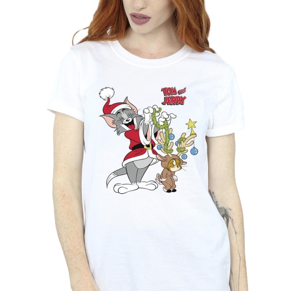 Tom & Jerry Dam/Damer Jul Ren T-shirt i Bomull Boyfriend White L