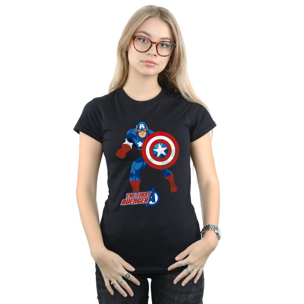 Marvel Womens/Ladies Captain America The First Avenger Cotton T Black M