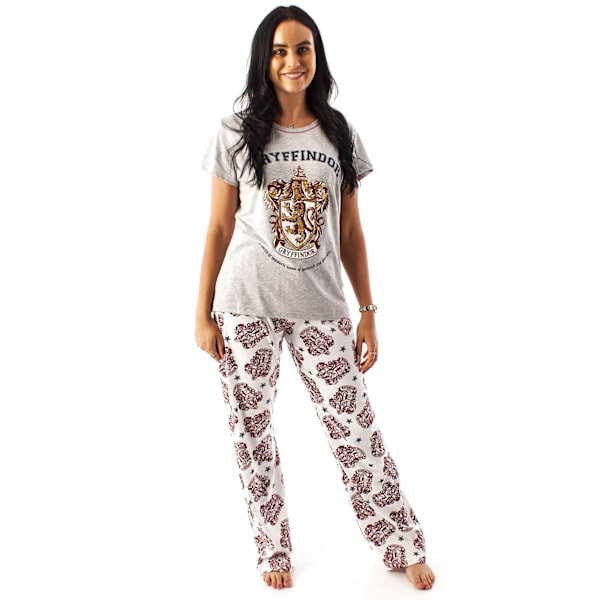 Harry Potter Dam Pyjamas Gryffindor Lång Set XL Grå/Vit Grey/White/Maroon XL