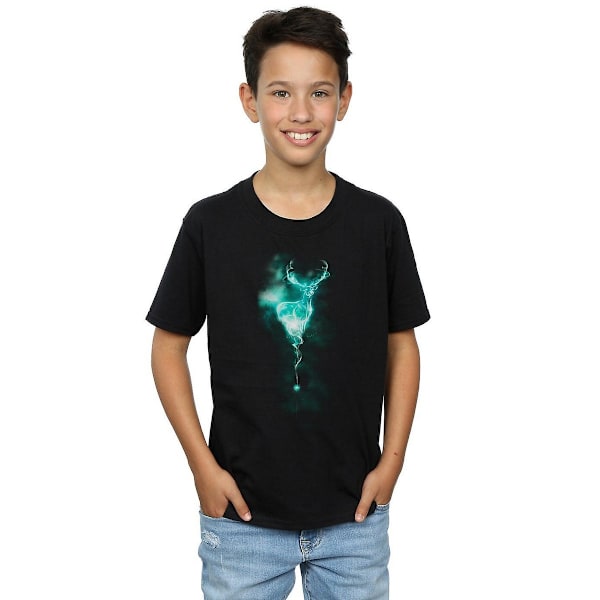 Harry Potter Boys Patronus Stag Bomull T-shirt 12-13 år Svart Black 12-13 Years