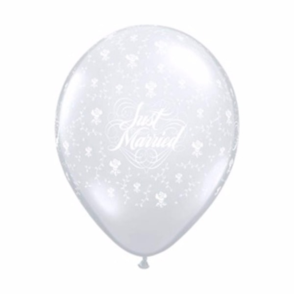 Qualatex Just Married Flower Design Clear Latex Balloons (Pack Clear 18in