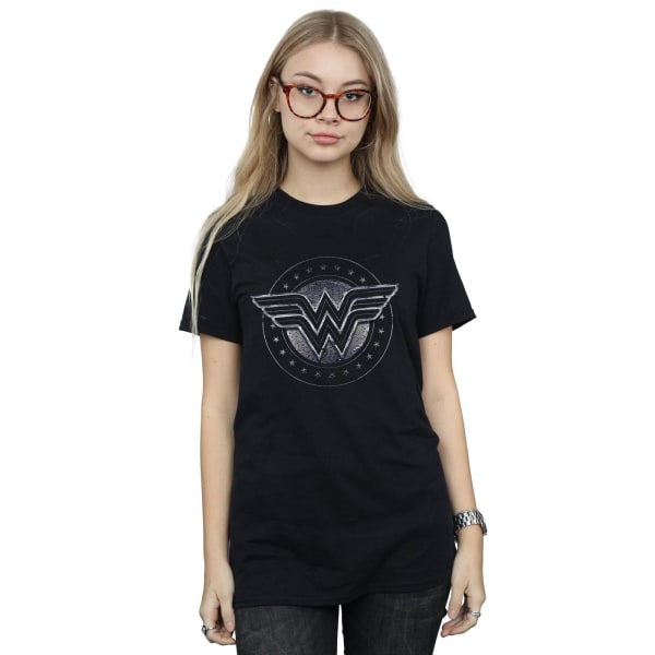 DC Comics Womens/Ladies Wonder Woman Star Shield Cotton Boyfrie Black L