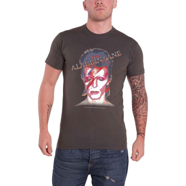 David Bowie Unisex Vuxen Aladdin Sane T-shirt L Kolgrå Charcoal Grey L