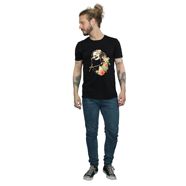 Janis Joplin T-shirt med blommönster för män XXL Svart Black XXL