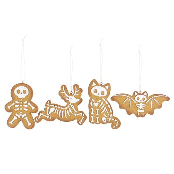 Something Different Skelett Cookie Ornament Set (4-pack) På Brown/White One Size