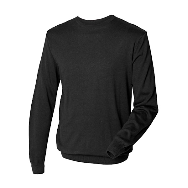 Henbury Herr Crew Neck 12 Gauge Fint Stickat Tröja / Sweatshirt 4 Black 4XL