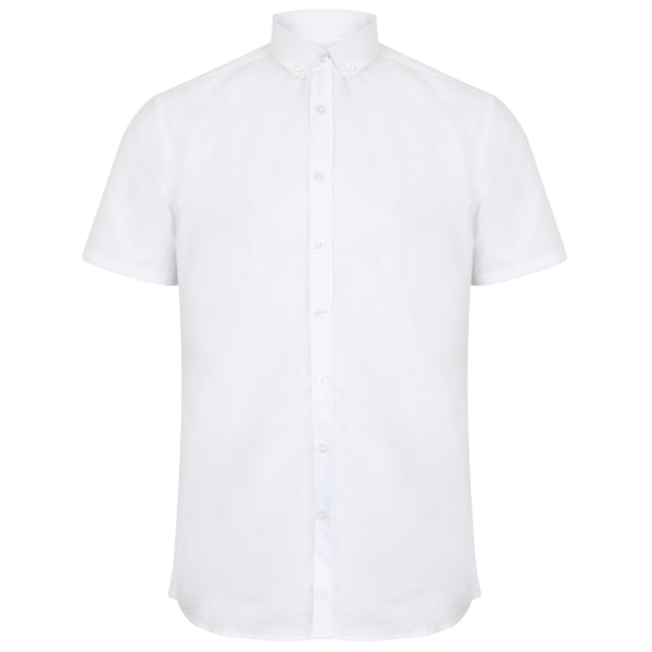 Henbury Herr Modern Kortärmad Oxford Skjorta 4XLR Vit White 4XLR
