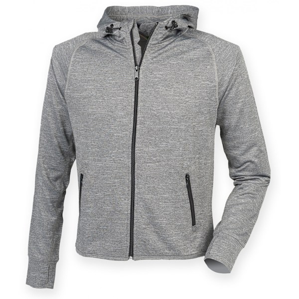 Tombo Teamsport Unisex Lättvikts Löparhoodie Med Reflex Grey Marl XS